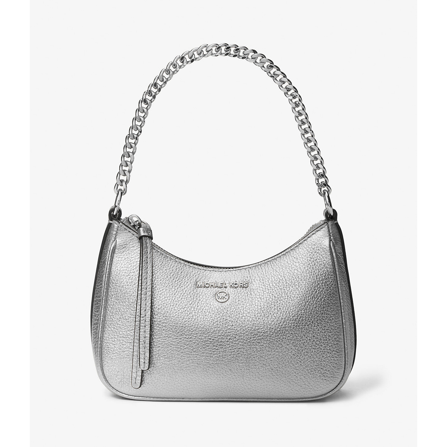 

Сумка Michael Michael Kors Jet Set Charm Small Metallic Pebbled Leather Pochette, серебристый