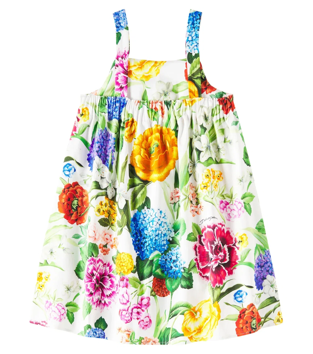 Платье хлопковое с цветочным принтом Dolce&Gabbana Kids, мультиколор — фото 4