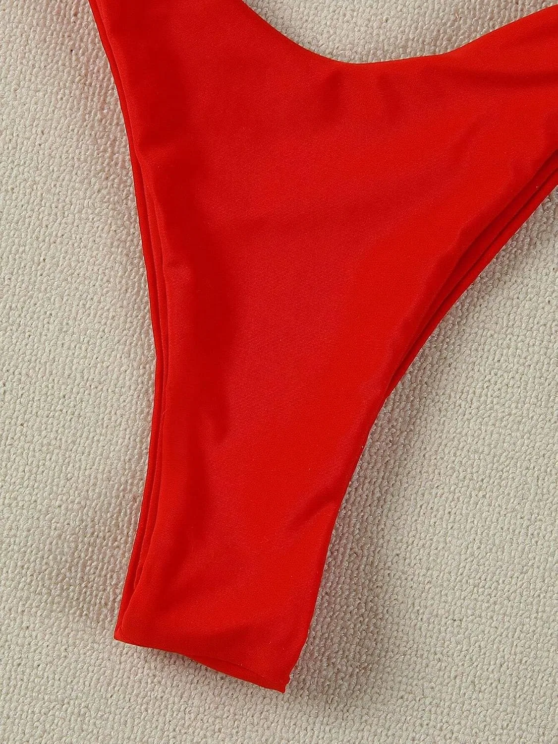 Женский бикини-сет с завышенной талией Push Up Ruched, Red — фото 2