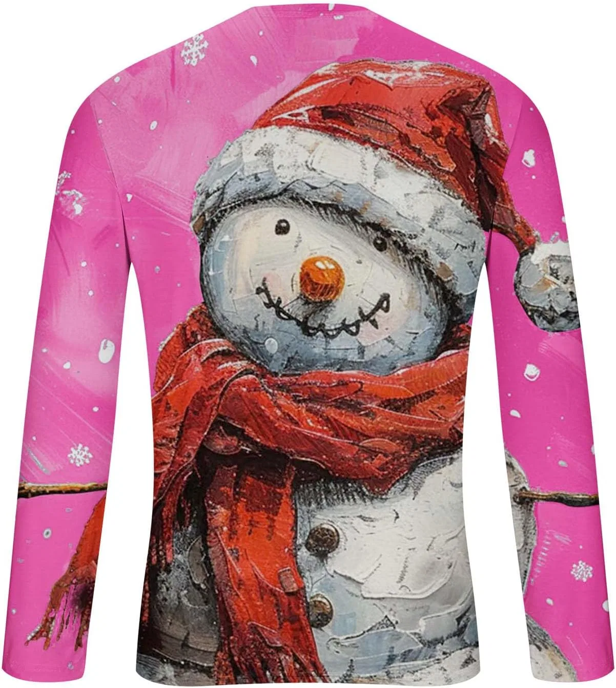 Мужская футболка с принтом снеговика Long Sleeve, Pink — фото 4