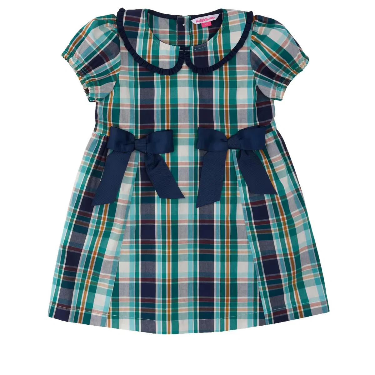 Платье с коротким рукавом с бантом Peter Pan Ruffle RuffleButts