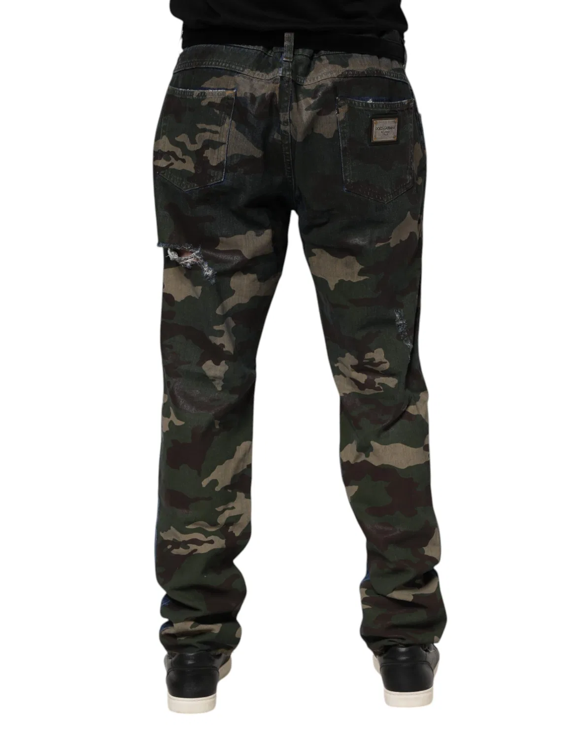 Мужские джинсы зауженные с камуфляжным принтом Tapered Jeans Dolce & Gabbana, Blue — фото 4