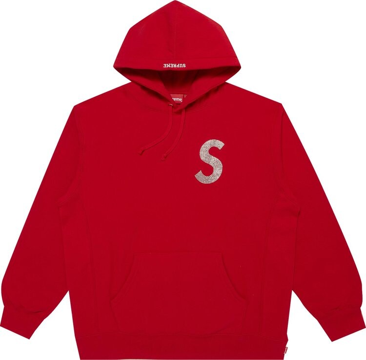 Толстовка Supreme x Swarovski S Logo Hooded Sweatshirt 'Red', красный — фото 2