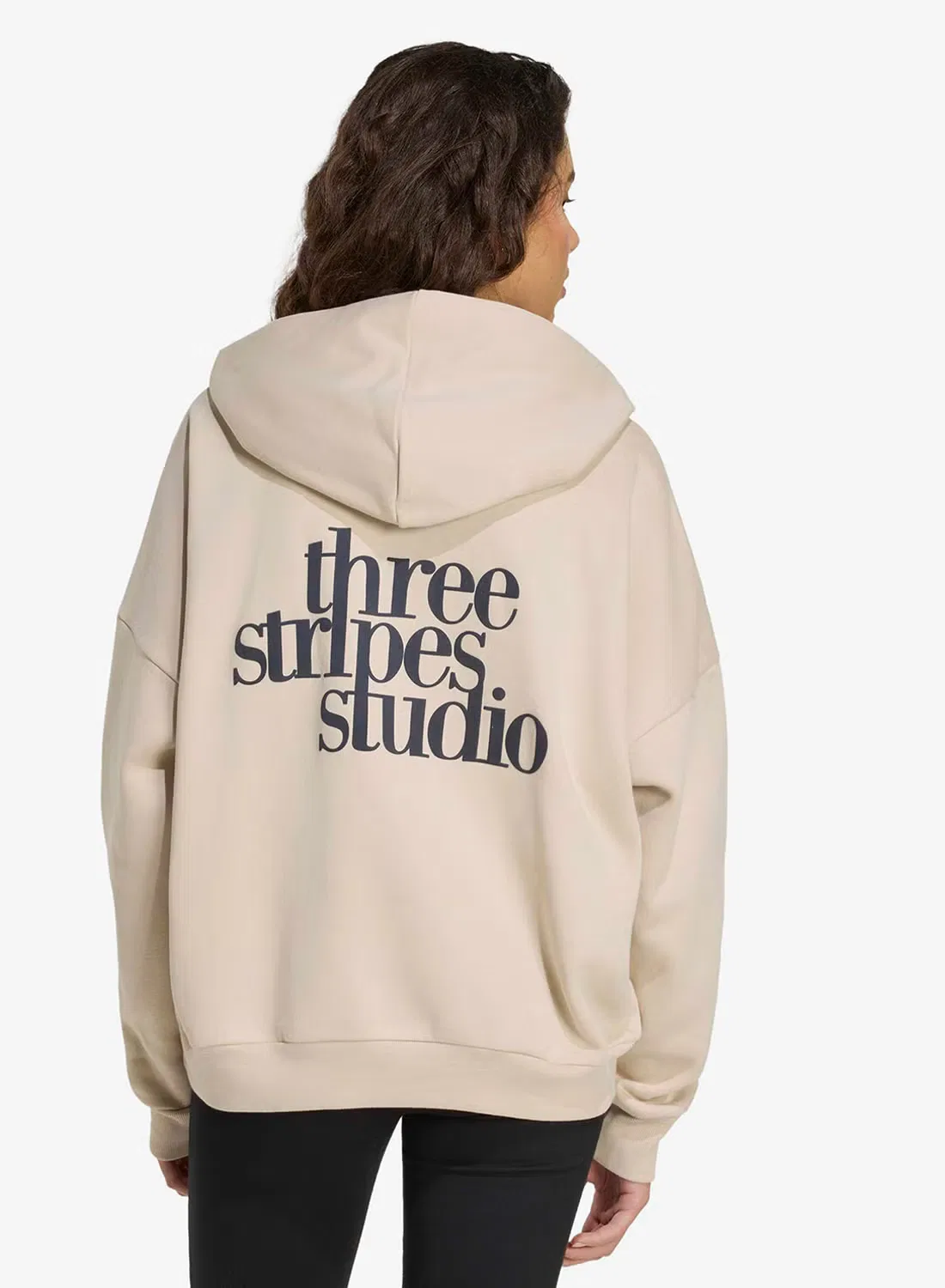 Худи с длинным рукавом 3-Stripes studio Adidas, бежевый — фото 2