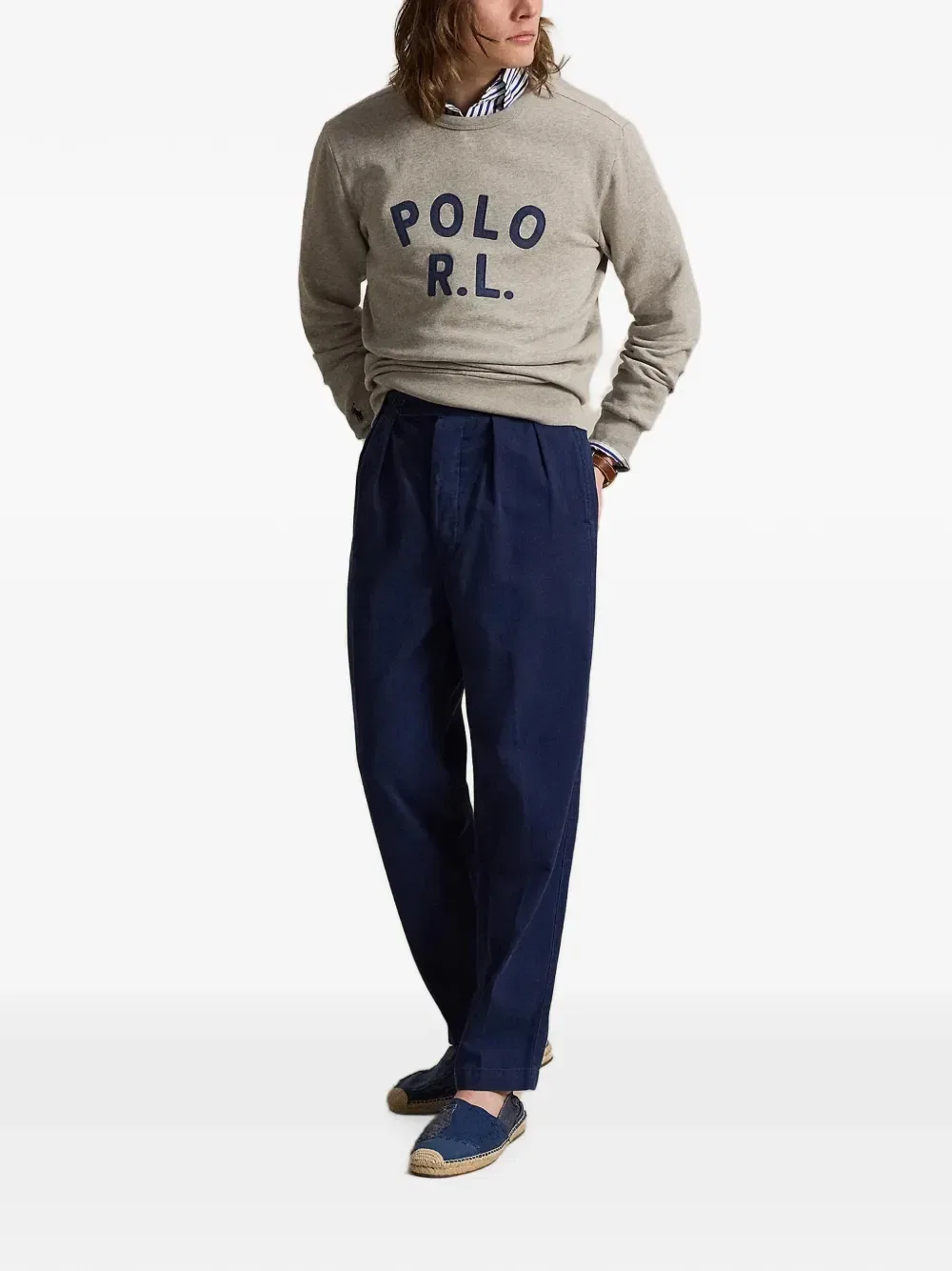 Хлопковый свитшот с логотипом Polo Ralph Lauren, серый — фото 2