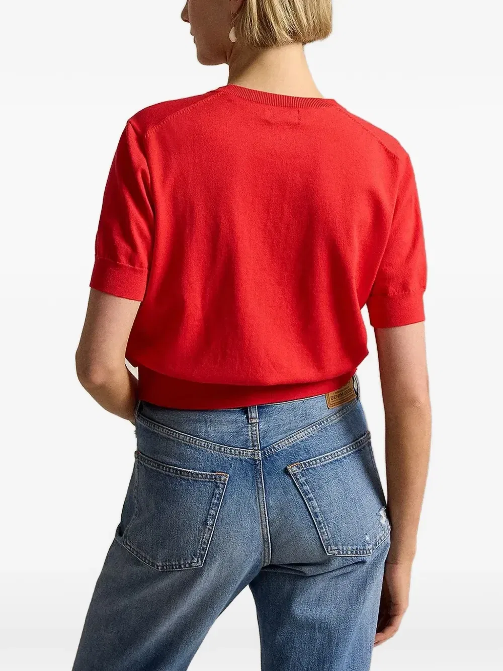 Кардиган с вышивкой логипа и короткими рукавами Polo Ralph Lauren, красный — фото 3