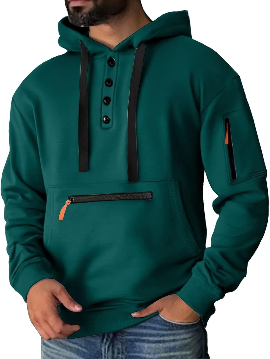 Мужская худи с капюшоном, full zip, Green — фото 4