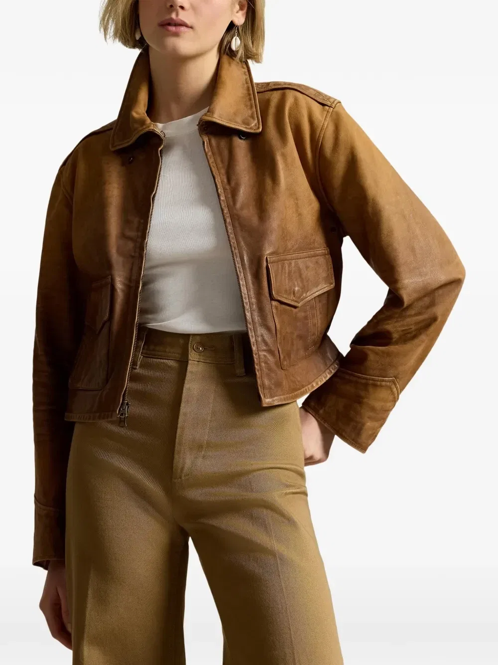 Укороченная куртка с эффектом потертости Polo Ralph Lauren, коричневый — фото 3