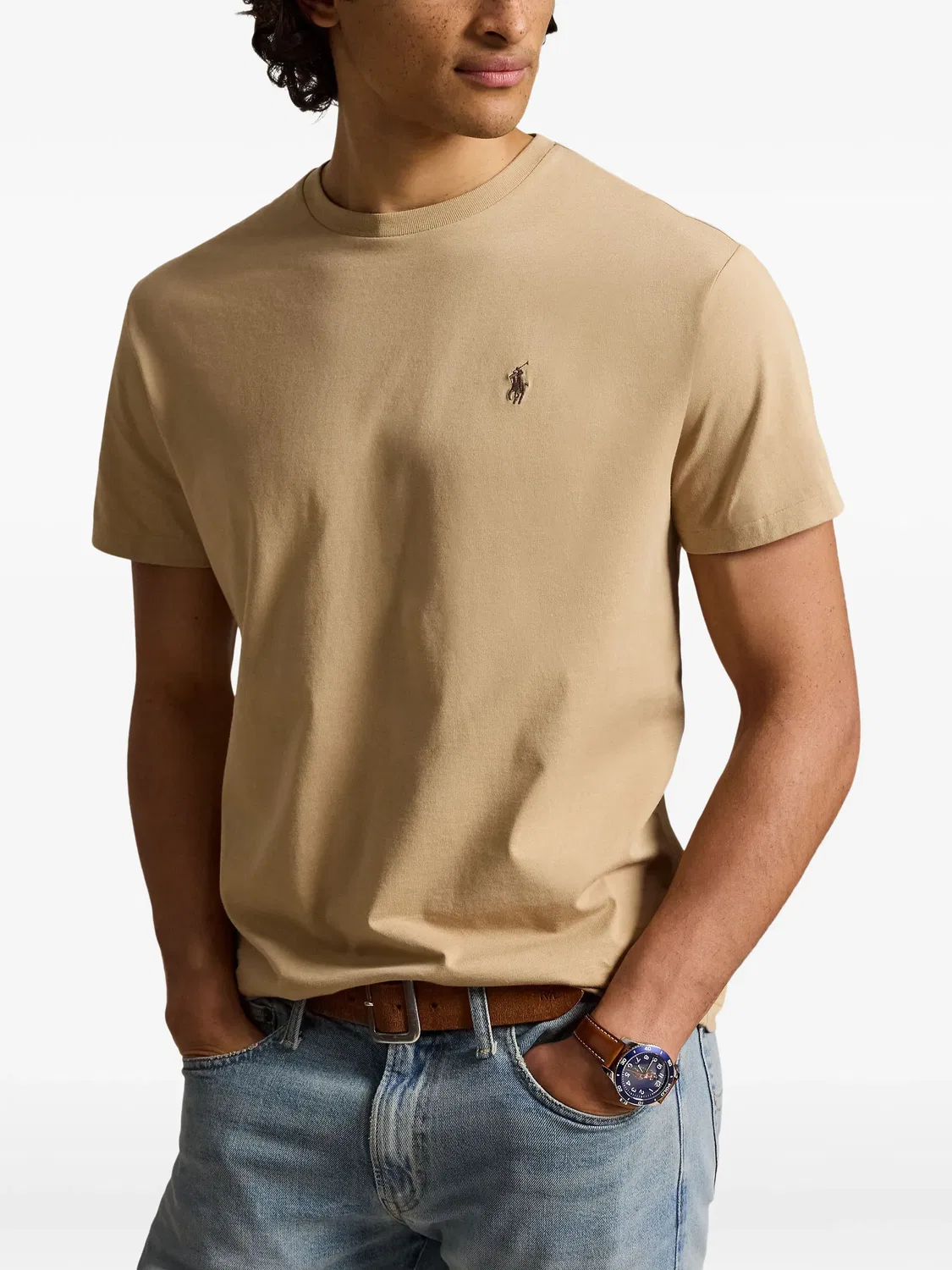 Футболка из хлопка с вышитым логотипом Polo Ralph Lauren, нейтральные — фото 2