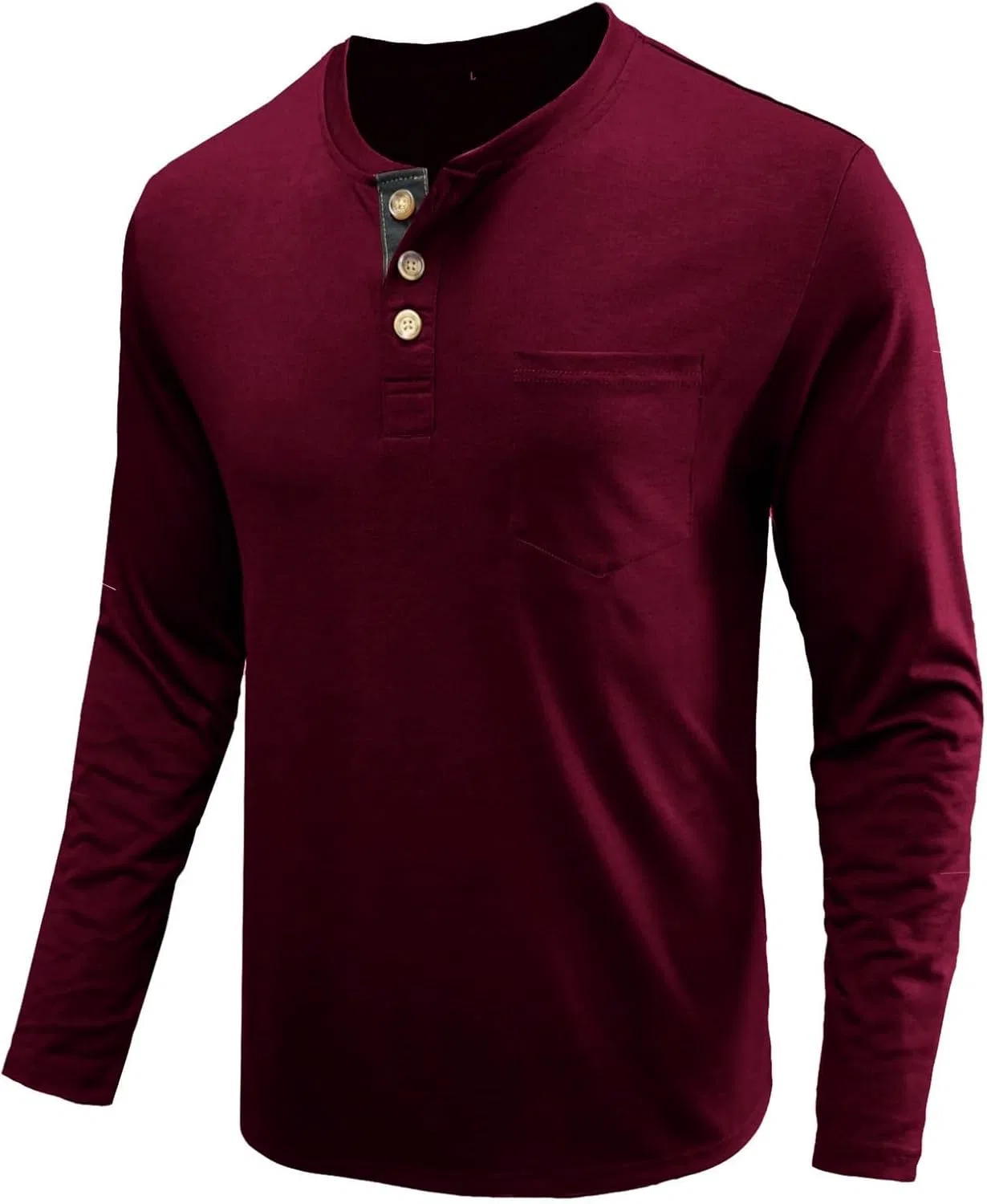 Мужская облегающая футболка с пуговицами Henley Generic, Wine — фото 4