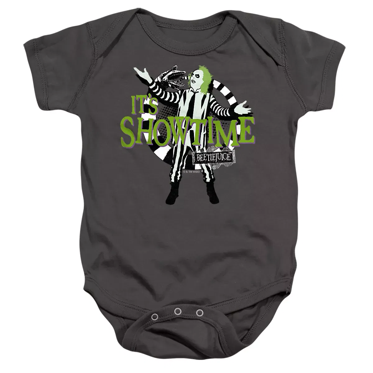Детское боди с коротким рукавом Beetlejuice Its Showtime, Charcoal