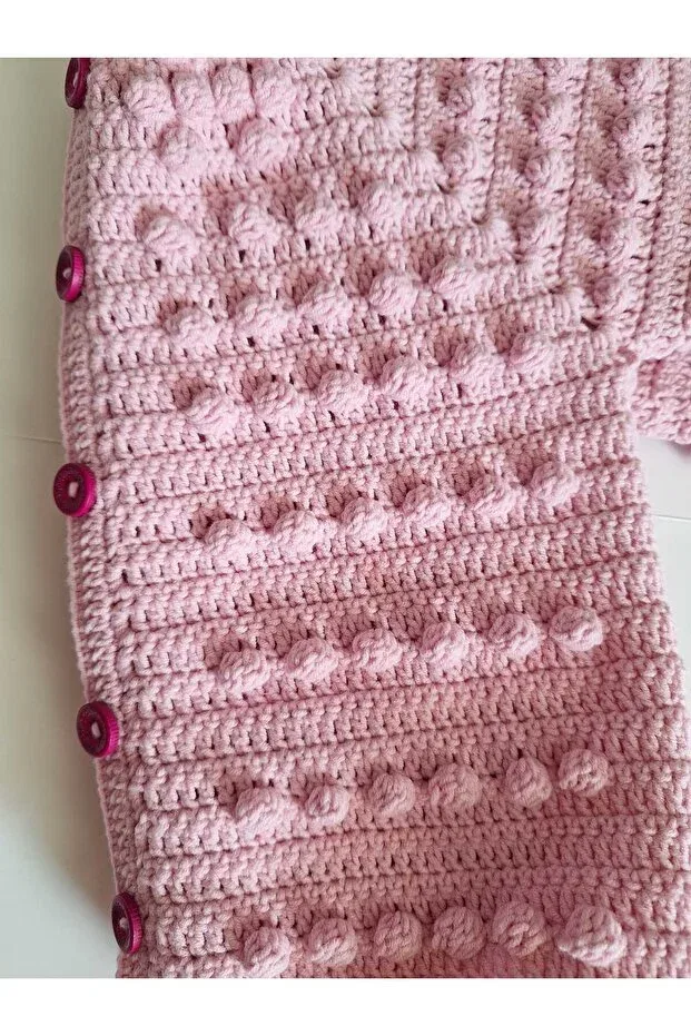 Детский кардиган для девочек хлопковый Basics El Örgüsü, Pink — фото 4