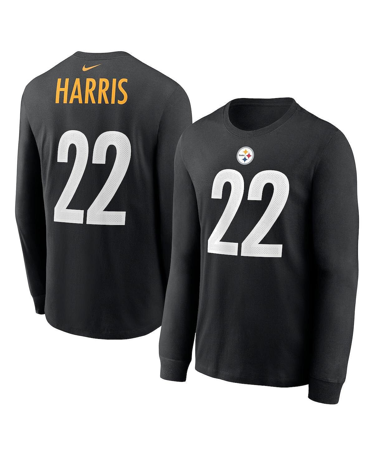 

Мужская футболка с длинным рукавом najee harris black pittsburgh steelers с именем и номером игрока Nike, черный