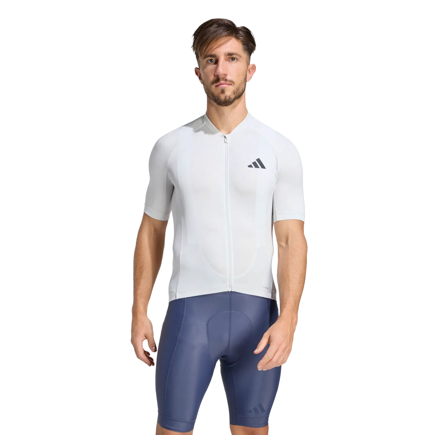 Мужское спортивное велосипедное трико с застежкой-молнией Adidas, белый — фото 2