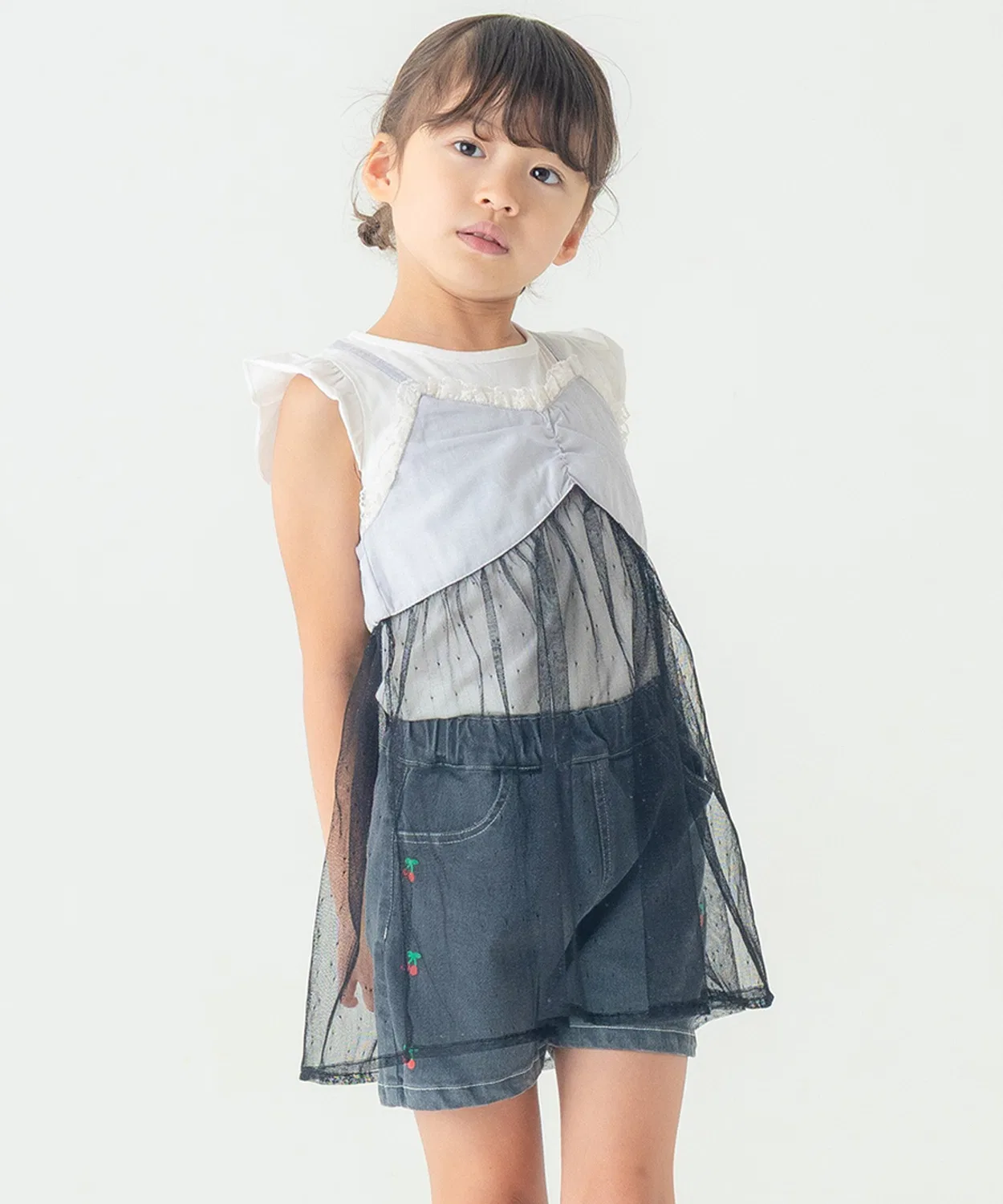 Детская туника для девочек с длинным рукавом модель Dot Tulle Camisole AIMABLE, Gray — фото 4