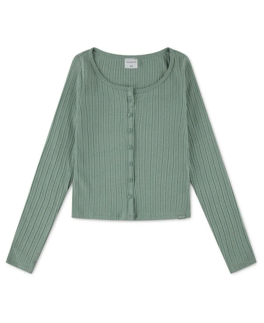 Лонгслив с длинным рукавом и застежкой на пуговицы abercrombie kids, Green