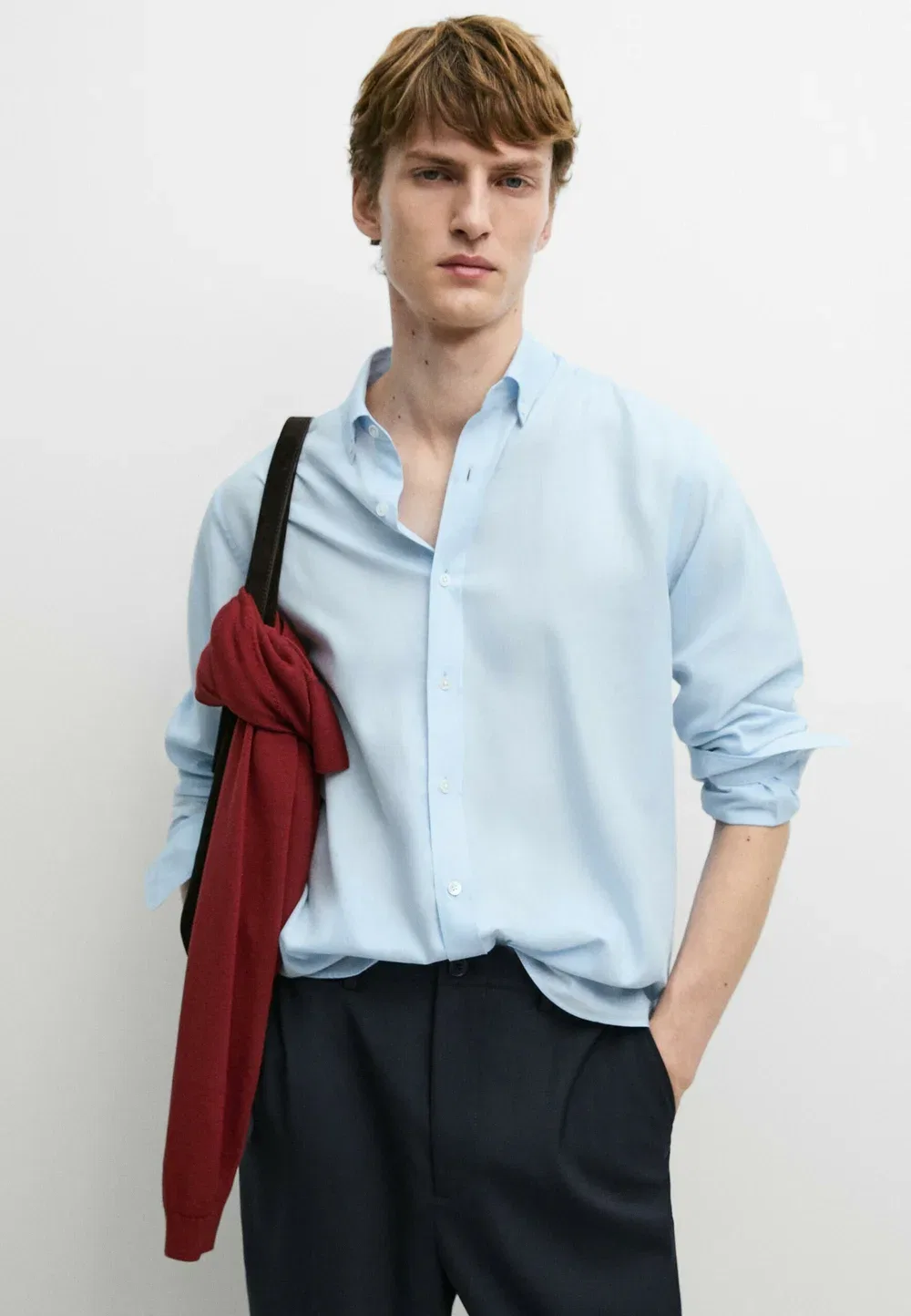 Рубашка Massimo Dutti, Light-Blue Denim