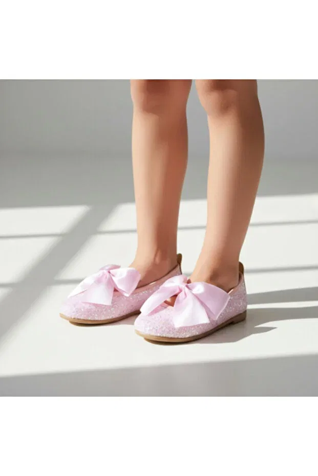 Детские балетки для девочек с бантом Patik Bebe, Powdered Glitter — фото 3