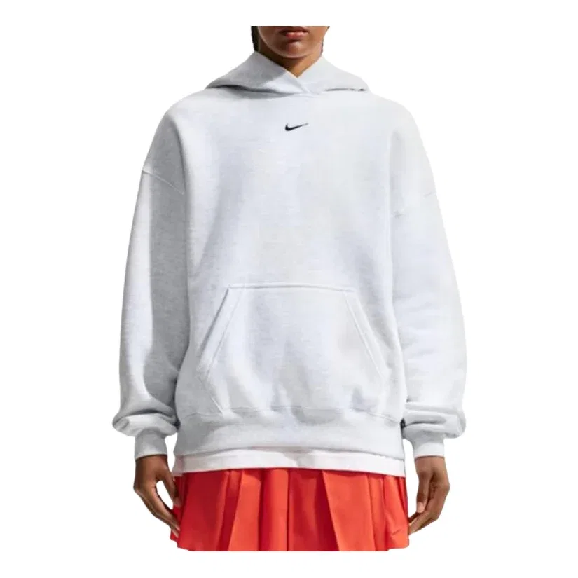Женское худи Studio Fleece Medium Weight Hoodie 'Birch Heather Black' Nike, Birch Heather/Black