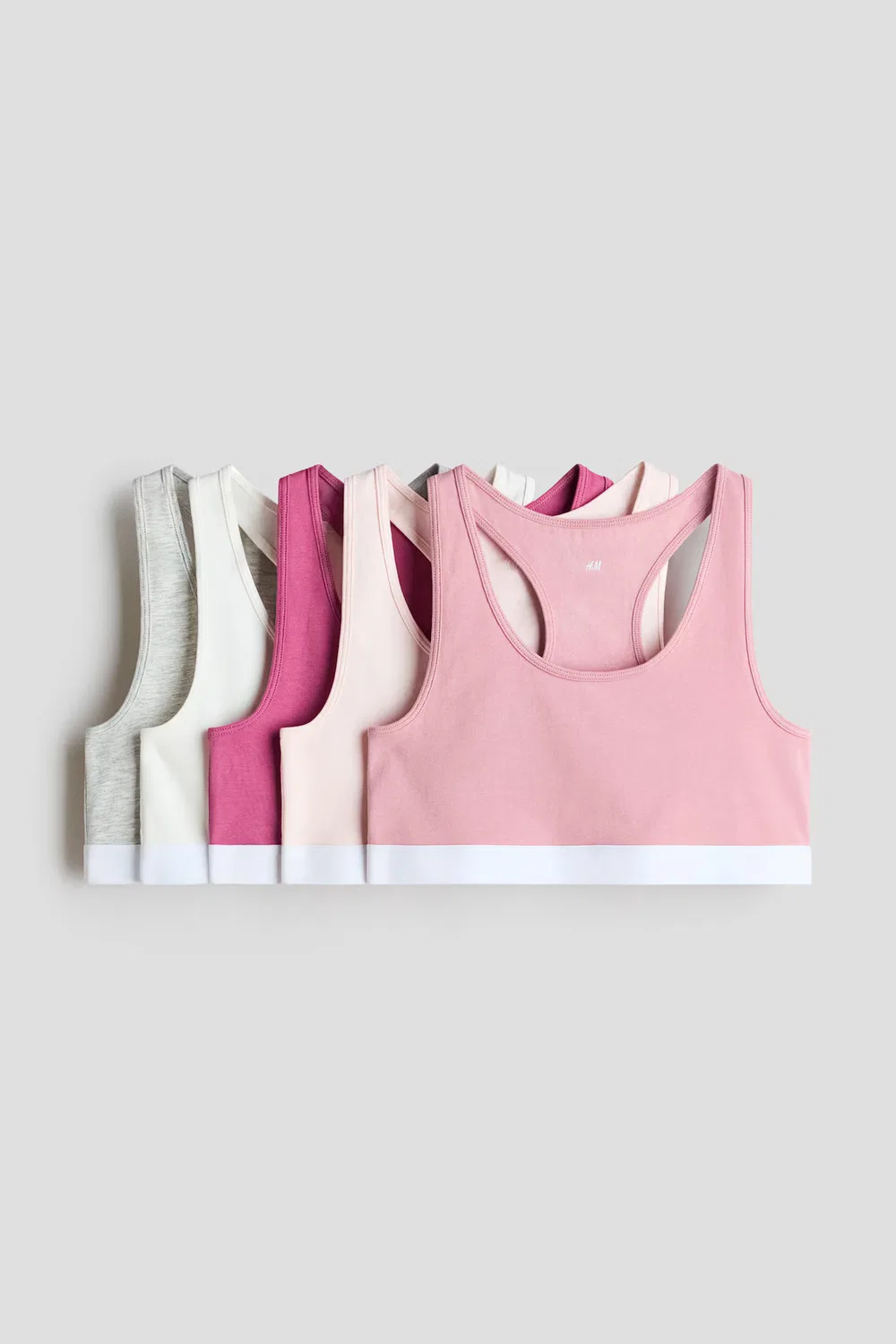 5 хлопковых топов в упаковке H&M, Rosa/Weiß/Grau