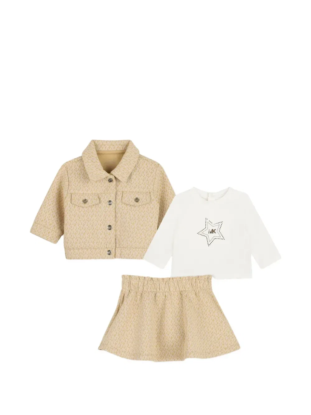 Комплект из трех предметов с монограммой Michael Kors Kids, бежевый