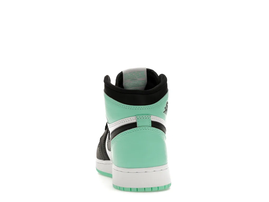 Детские кроссовки Lifestyle с контрастной расцветкой Jordan 1 Retro High OG, White/Black/Green Glow — фото 4
