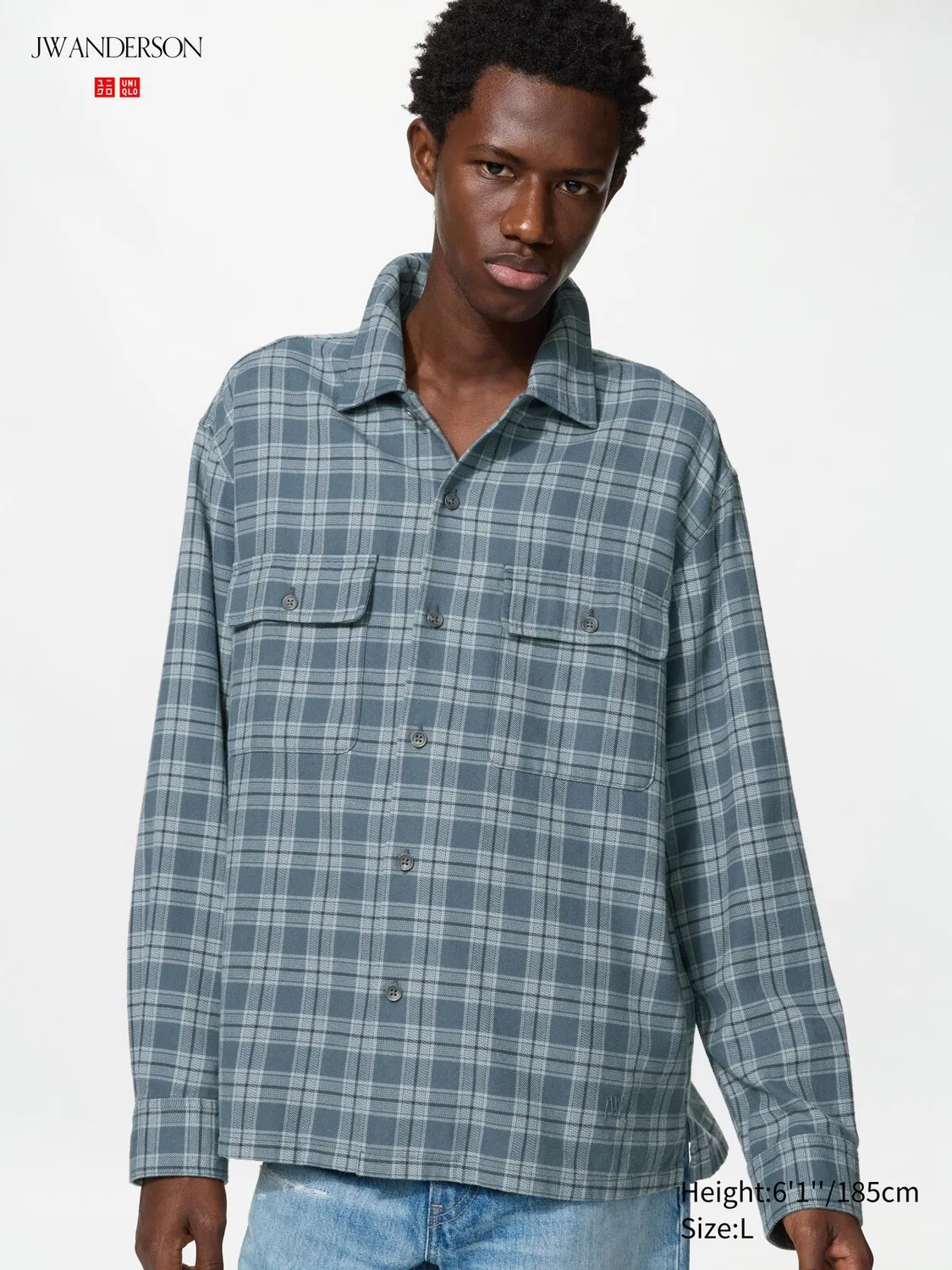 Рубашка фланелевая Uniqlo, в клетку, синий