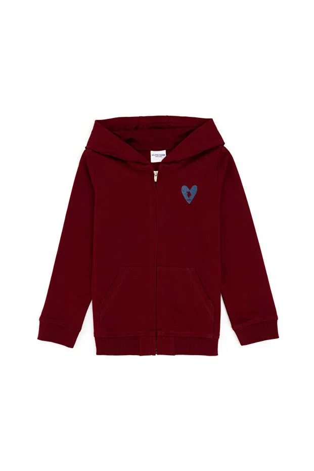 Детские свитшот с капюшоном на молнии U.S. Polo Assn., Burgundy — фото 3