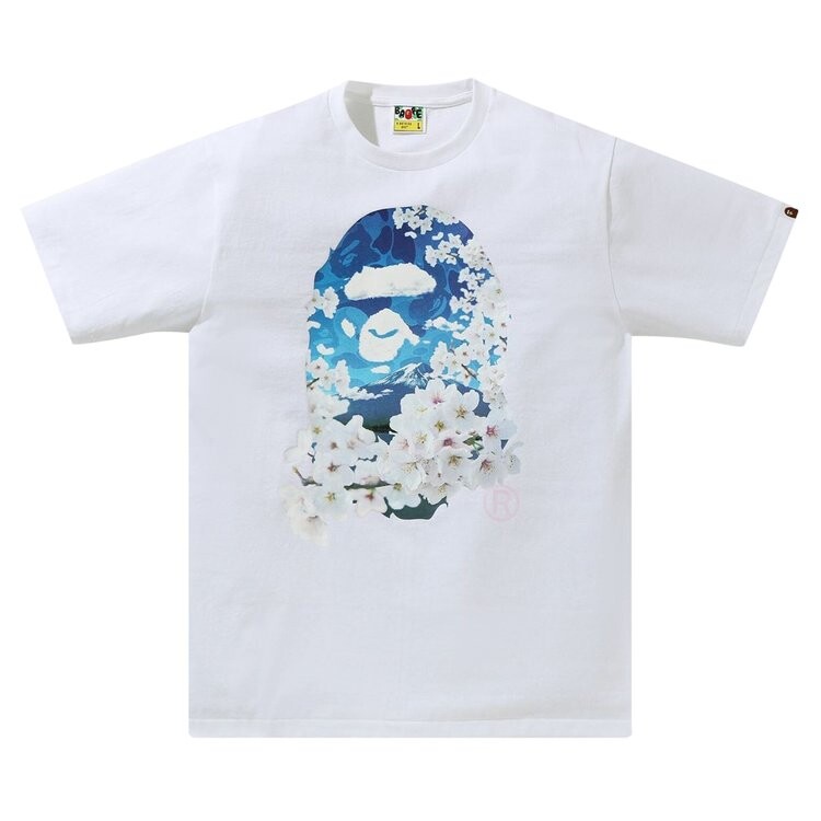 

Футболка BAPE Sakura Photo Ape Head Tee 'White', белый