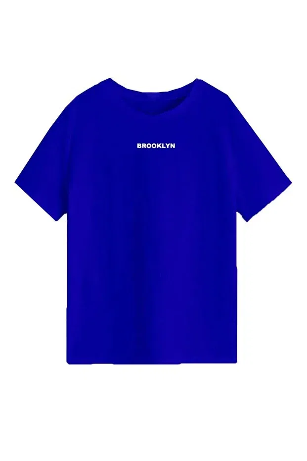 Детский комплект футболок для мальчиков с принтом Brooklyn Printed 3 Color Oversize Crew Neck Machetta, Saxblue-Orange-Purple — фото 3