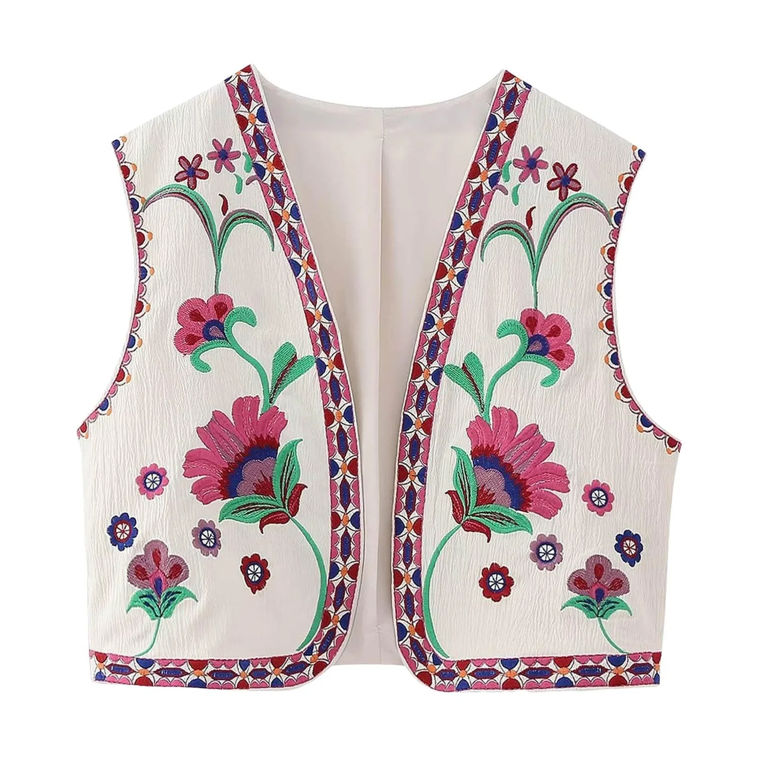 Женский жилет без рукавов с вышивкой Y2K Open Front Cardigan, 01#Rosa