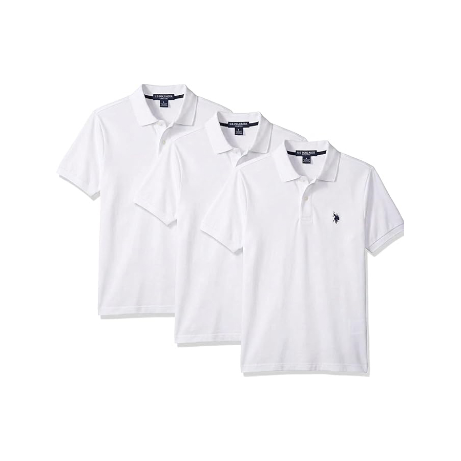 Комплект поло U.S. Polo Assn. Solid Short Sleeve Interlock, 3 предмета, белый
