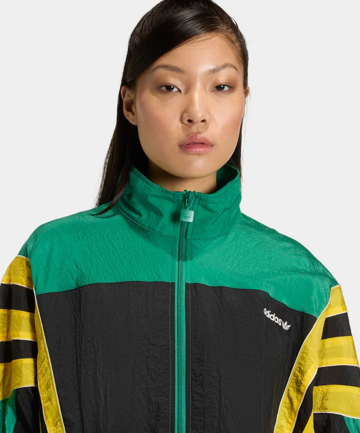 Женский оверсайз-трек-топ с высоким воротом и полной молнией Santiago Woven Track Top Adidas Originals, Green — фото 3