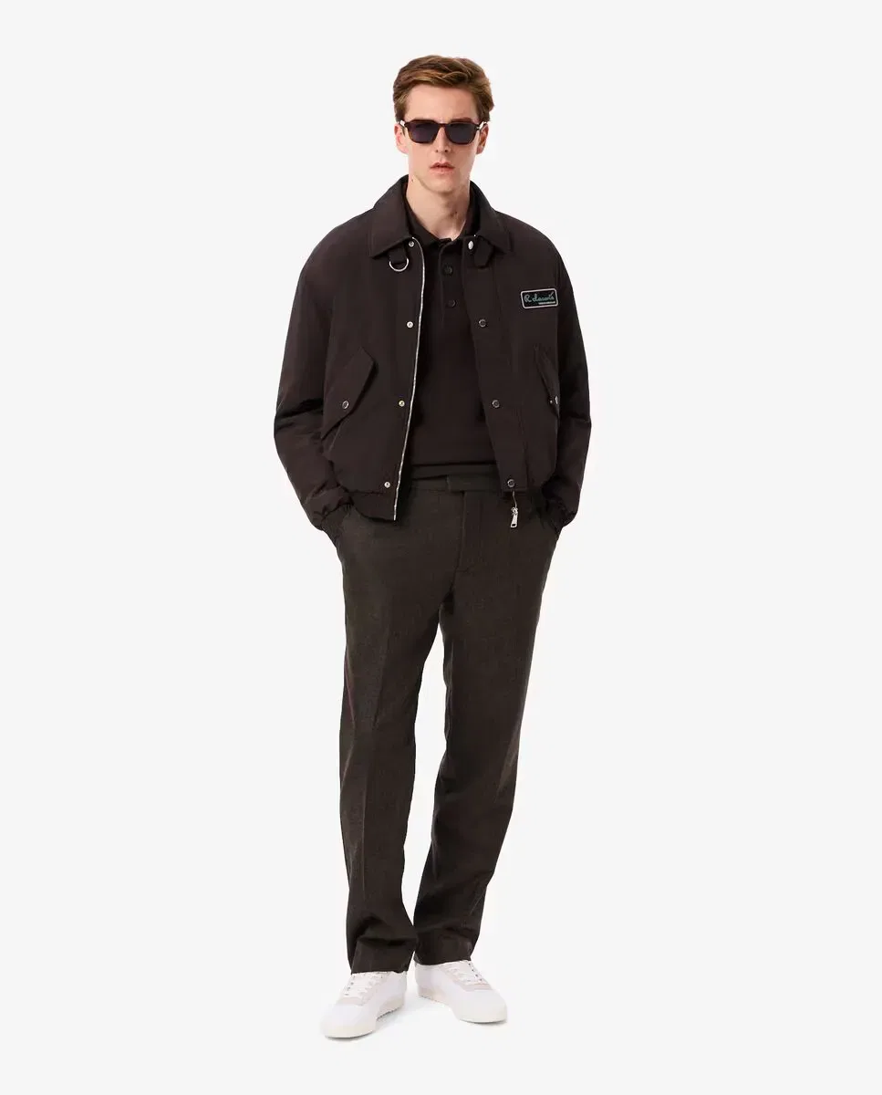 Мужские брюки чинос из шерсти с принтом елочка Lacoste, Темно-коричневый