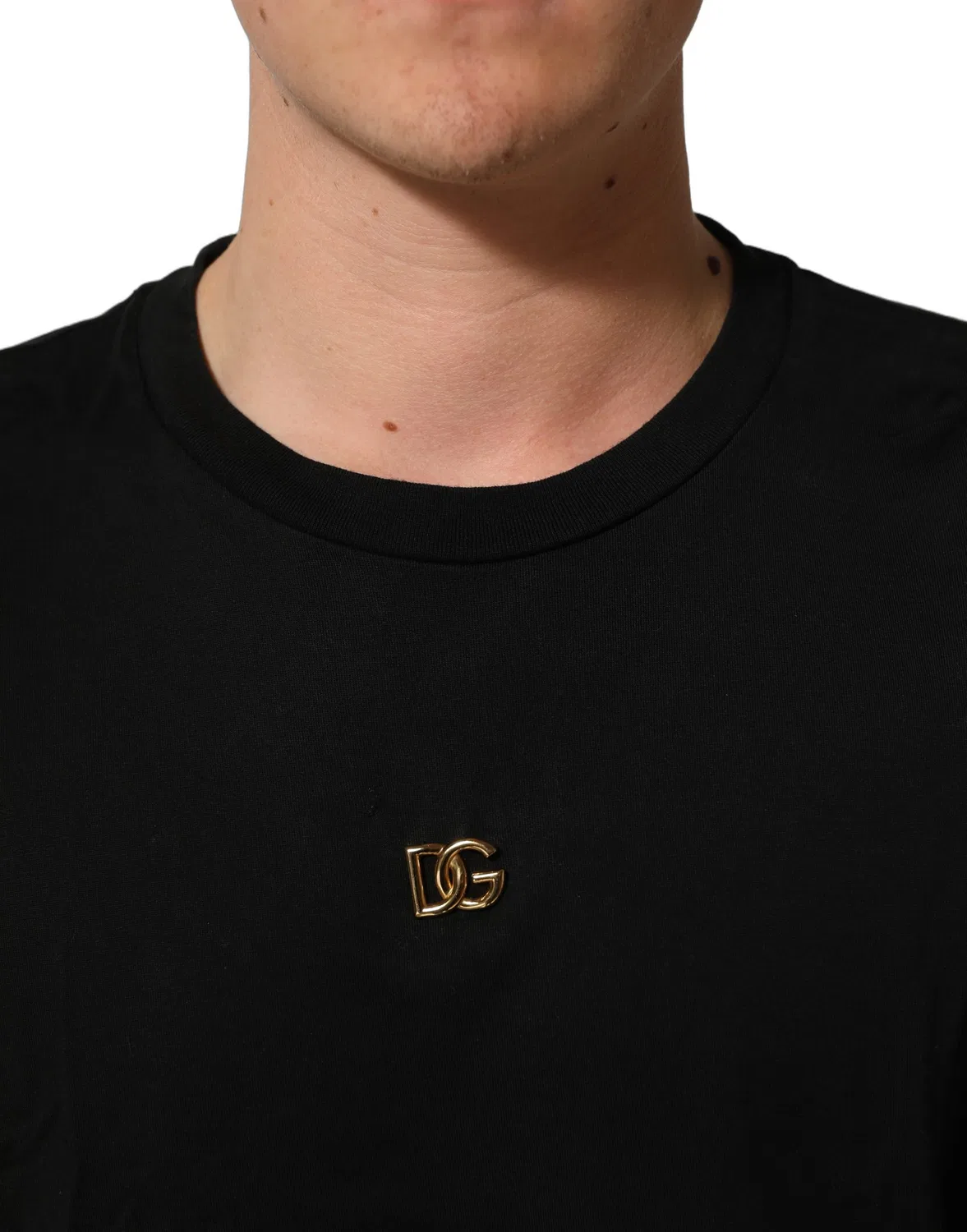 Мужская футболка с коротким рукавом с вышитым логотипом DG Black Metal DG Logo Dolce & Gabbana, Black — фото 2