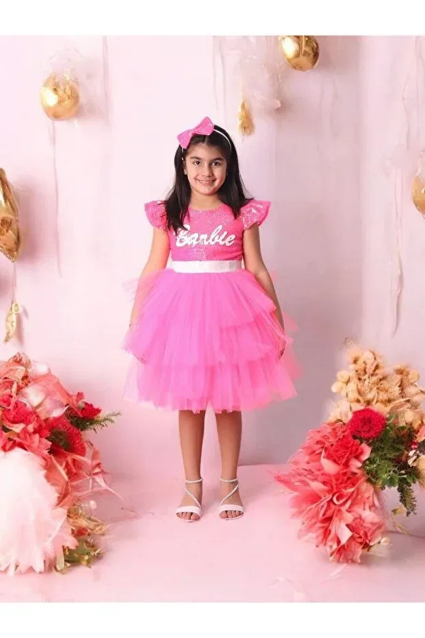Детское платье для девочек с пайетками Katkat Girl's Tutu Dress Ahsenimbebe, Pink — фото 2