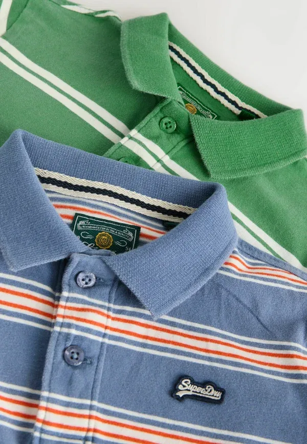 Футболка поло хлопковая Regular fit 2 pack Superdry & Co green/blue, синий/зеленый — фото 2
