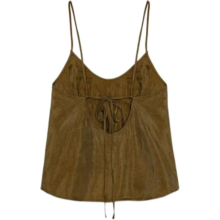 Женская майка на бретелях прямого кроя Light Khaki ZARA — фото 3