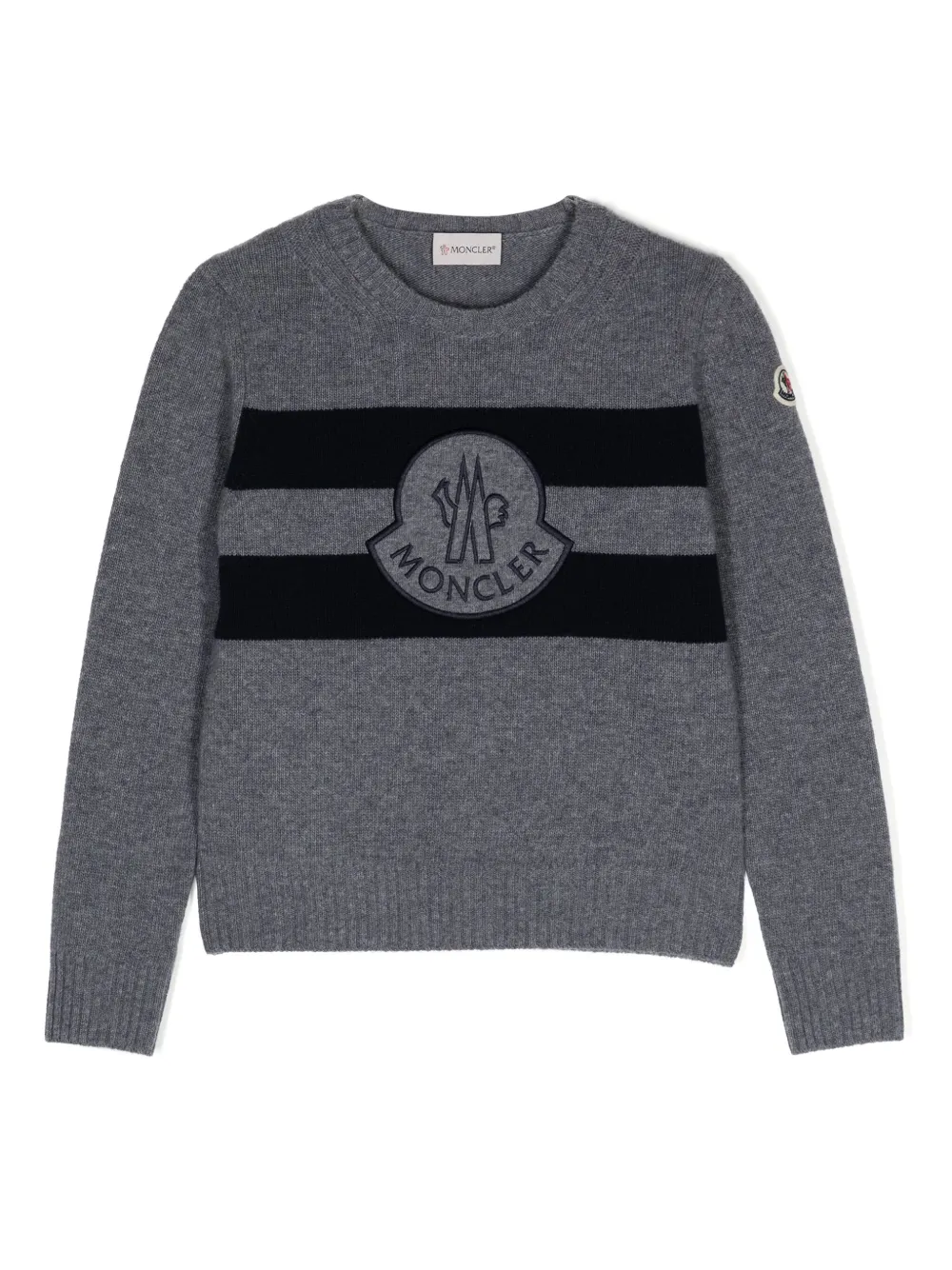 

Джемпер из вирджинской шерсти с вышитым логотипом Moncler Enfant, серый