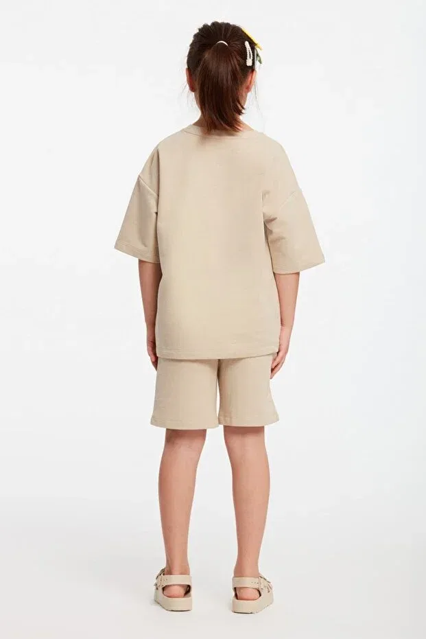 Детский спортивный комплект для девочек с вышивкой Grimelange, Beige — фото 4