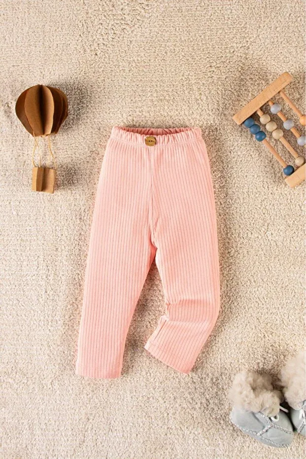Детские леггинсы для девочек хлопковые Organic Cotton Ribbed Kids Leggings Baby Leggings Mai Perla, Light Pink