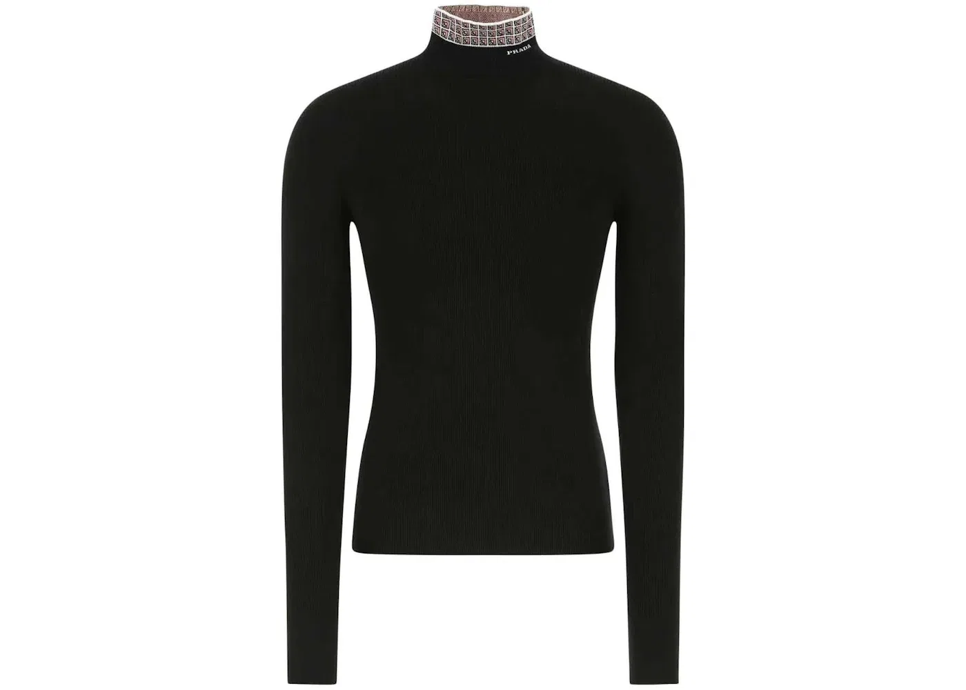 Мужской джемпер с высоким воротником из жаккарда с интарсией Prada, Black