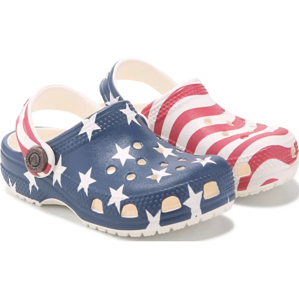 Детские классические сабо с графическим рисунком для малышей Crocs, Chalk Multi