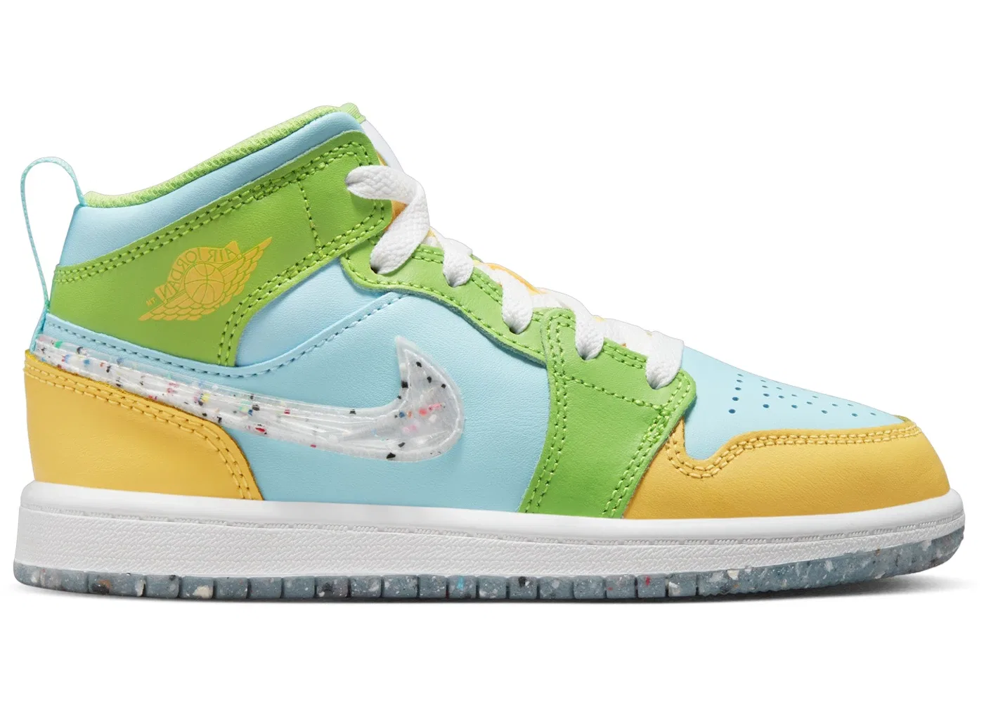 Детские кроссовки Lifestyle Jordan 1 Mid SE Jordan, Glacier Ice/Citron Pulse/Action Green/White