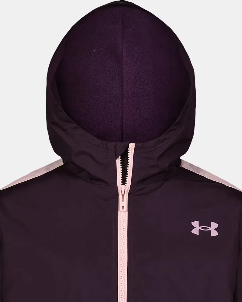 Ветровка для девочек ветрозащитная с подкладкой из микрофлиса Manataug UnderArmour, Purple Echo/Mauve Pink — фото 2
