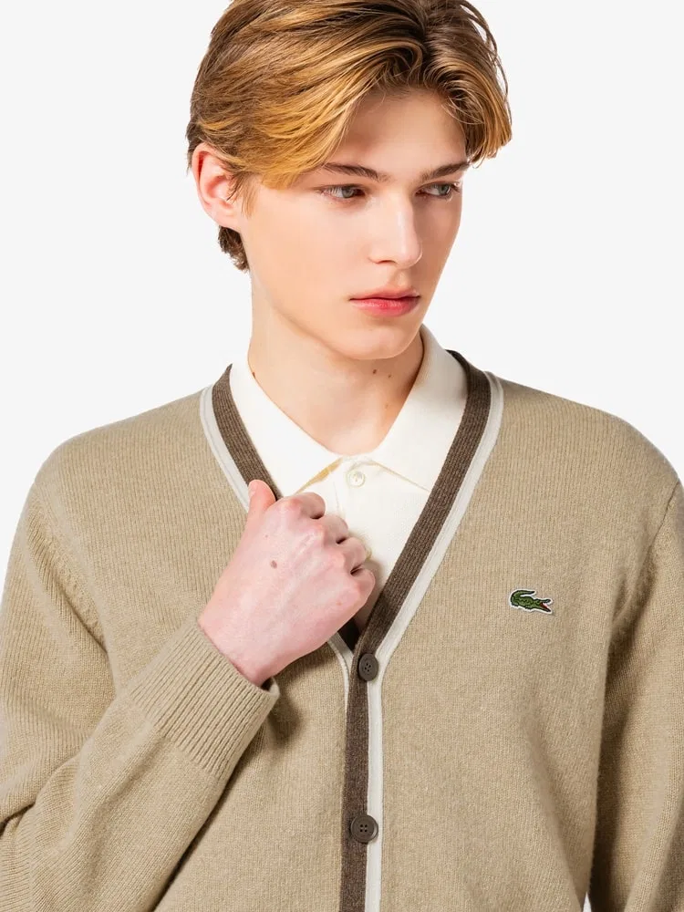 Пуловер шерстяной с V-образным вырезом LACOSTE, Beige — фото 2