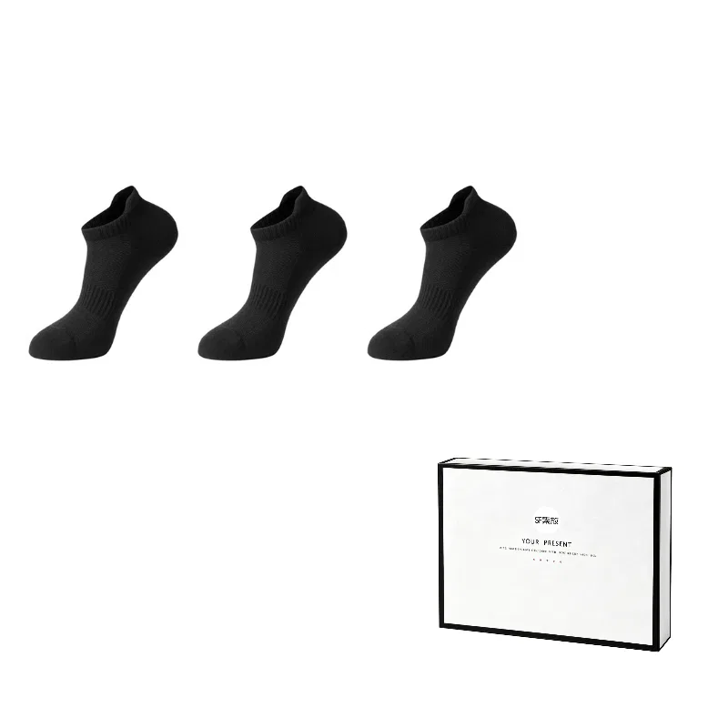 Детские носки-следки с принтом, 3 пары, SUFANG, Black 3 Pack