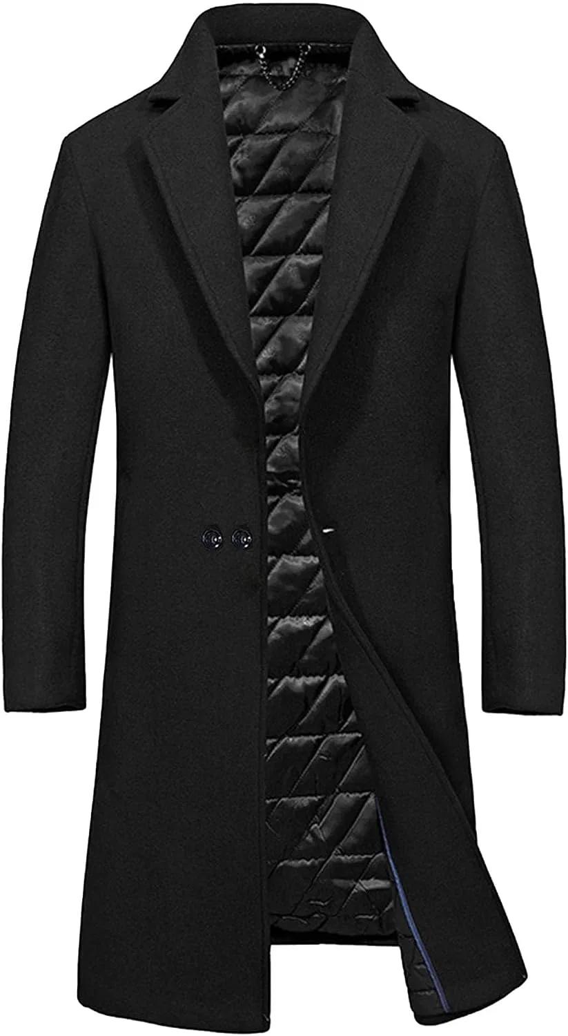 Мужское пальто из шерстяной смеси классическое Black 2