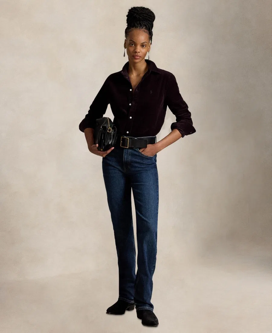 Классическая рубашка из хлопкового вельвета Polo Ralph Lauren, Midnight Merlot — фото 2