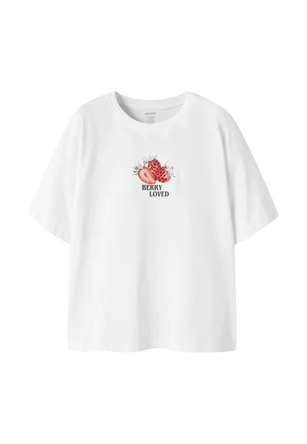 Футболка принт T-shirt regular fit Name It Bright White, белый